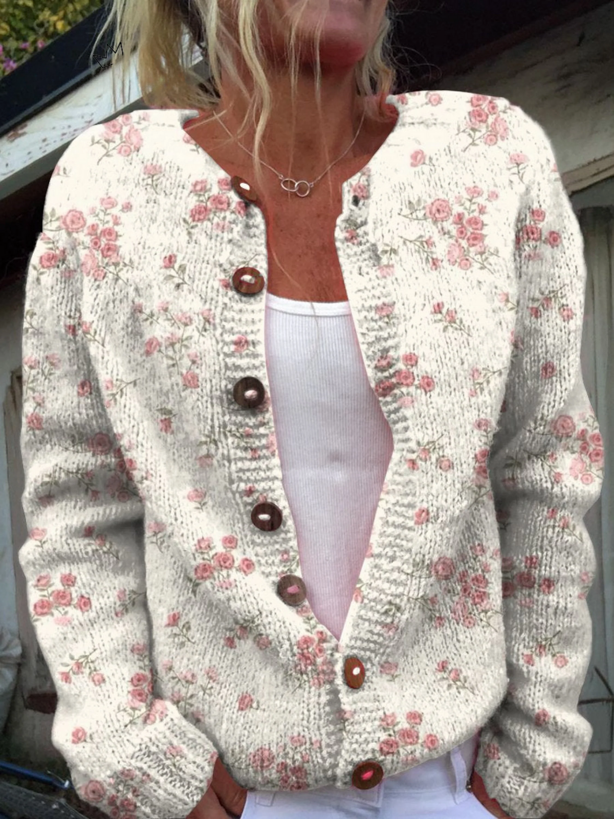 Evanthea™ | Cárdigan de punto con estampado floral vintage
