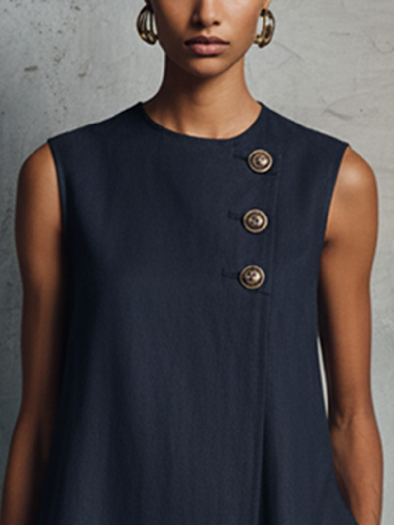 Aubrey | Vestido midi asimétrico con botones
