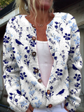 Vynora™ | Cárdigan de punto con estampado floral vintage