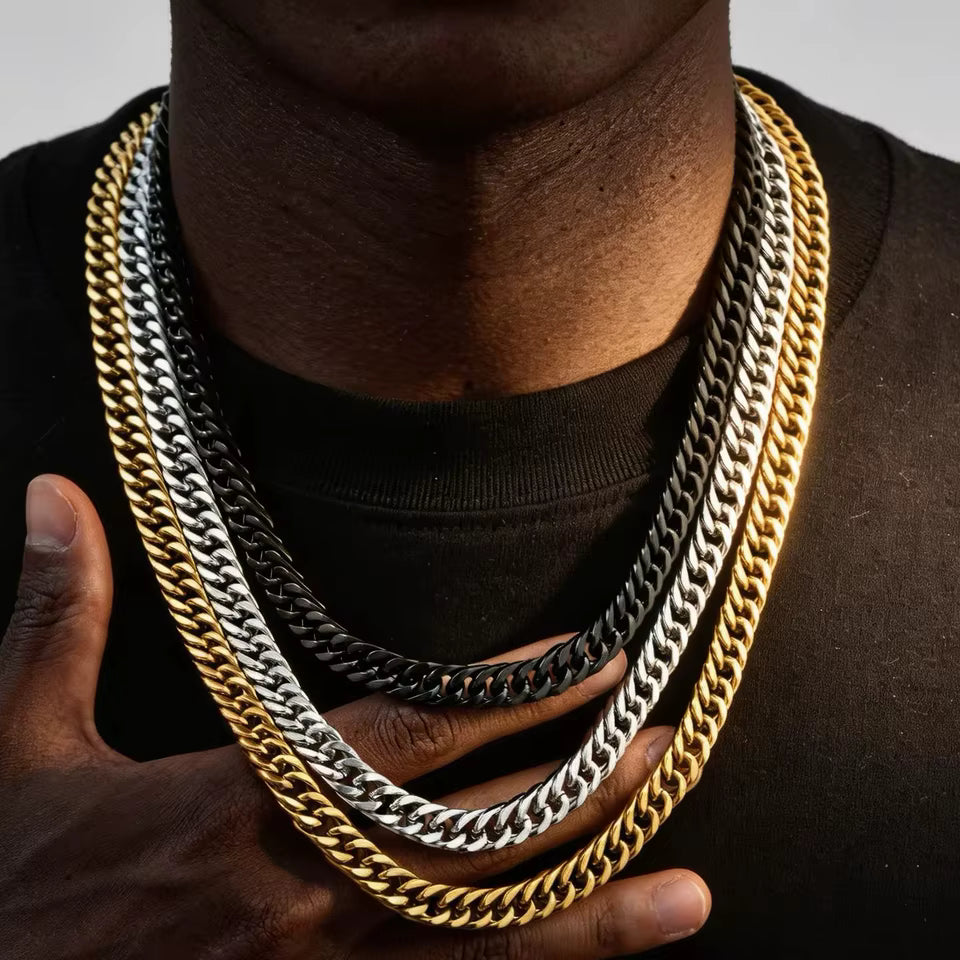 Collares de Cadenas de Eslabones Cubanos de 3-9mm