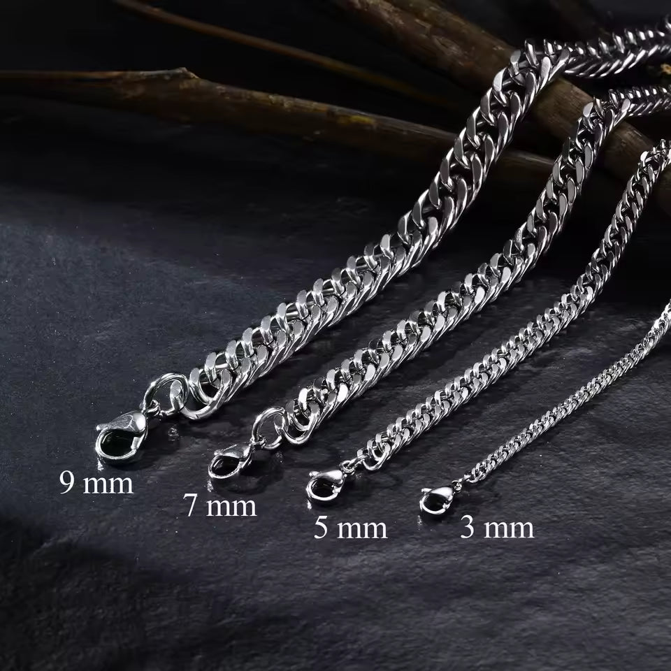 Collares de Cadenas de Eslabones Cubanos de 3-9mm