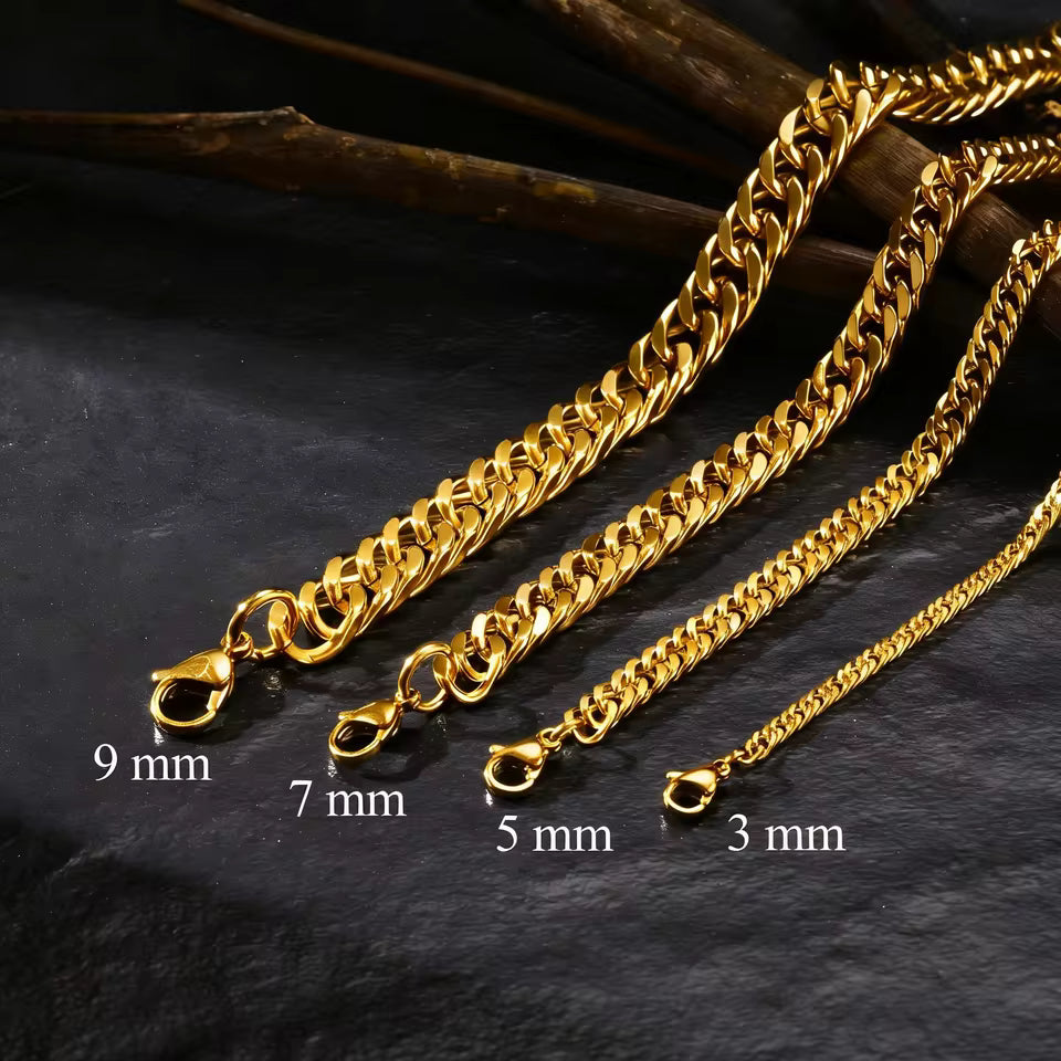 Collares de Cadenas de Eslabones Cubanos de 3-9mm