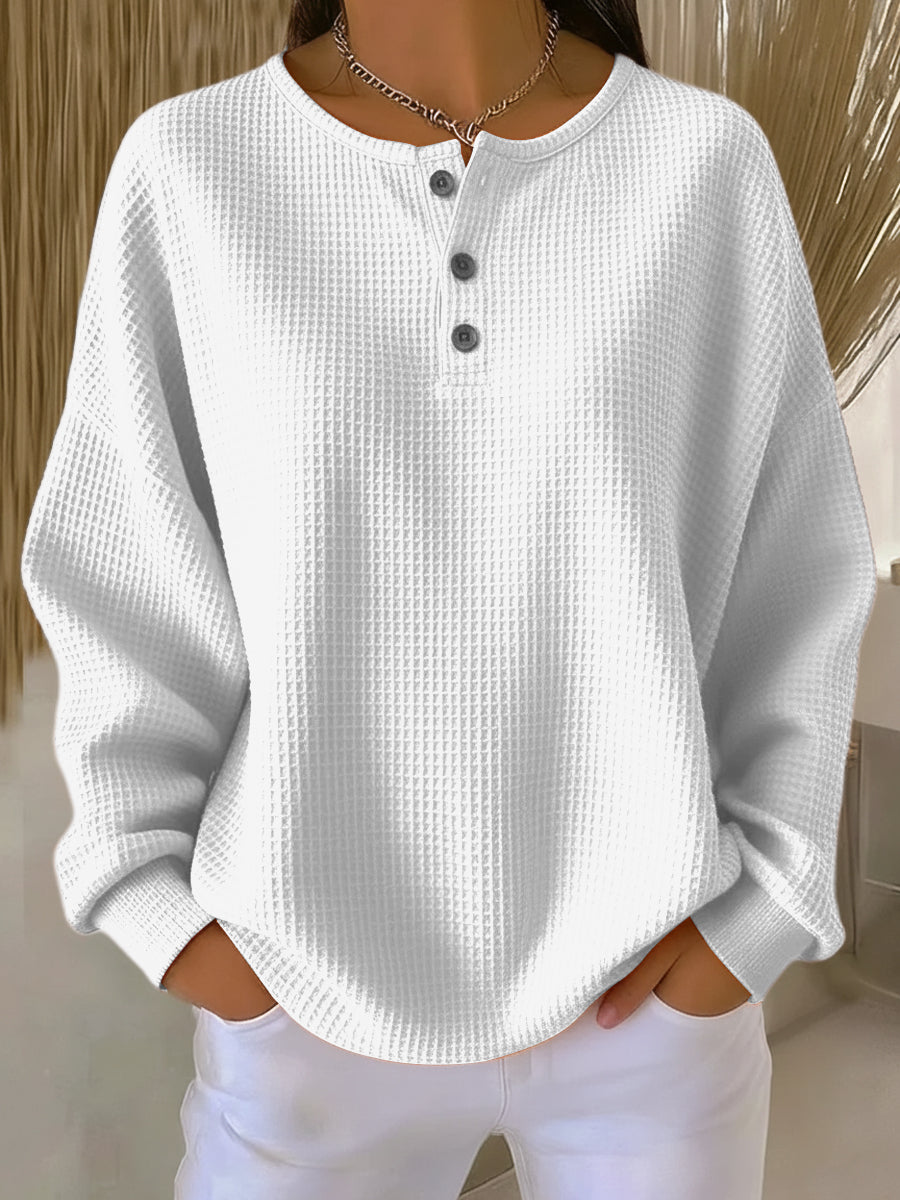 Mirabel™ | Cómoda sudadera Henley de tejido de gofre