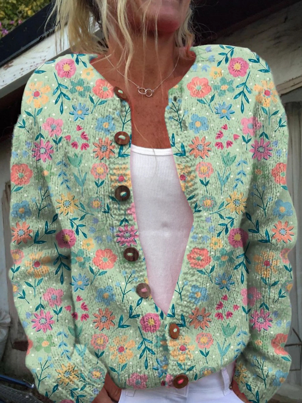 Foxfield™ | Cárdigan de punto con estampado floral vintage
