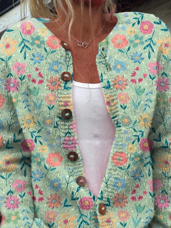 Foxfield™ | Cárdigan de punto con estampado floral vintage