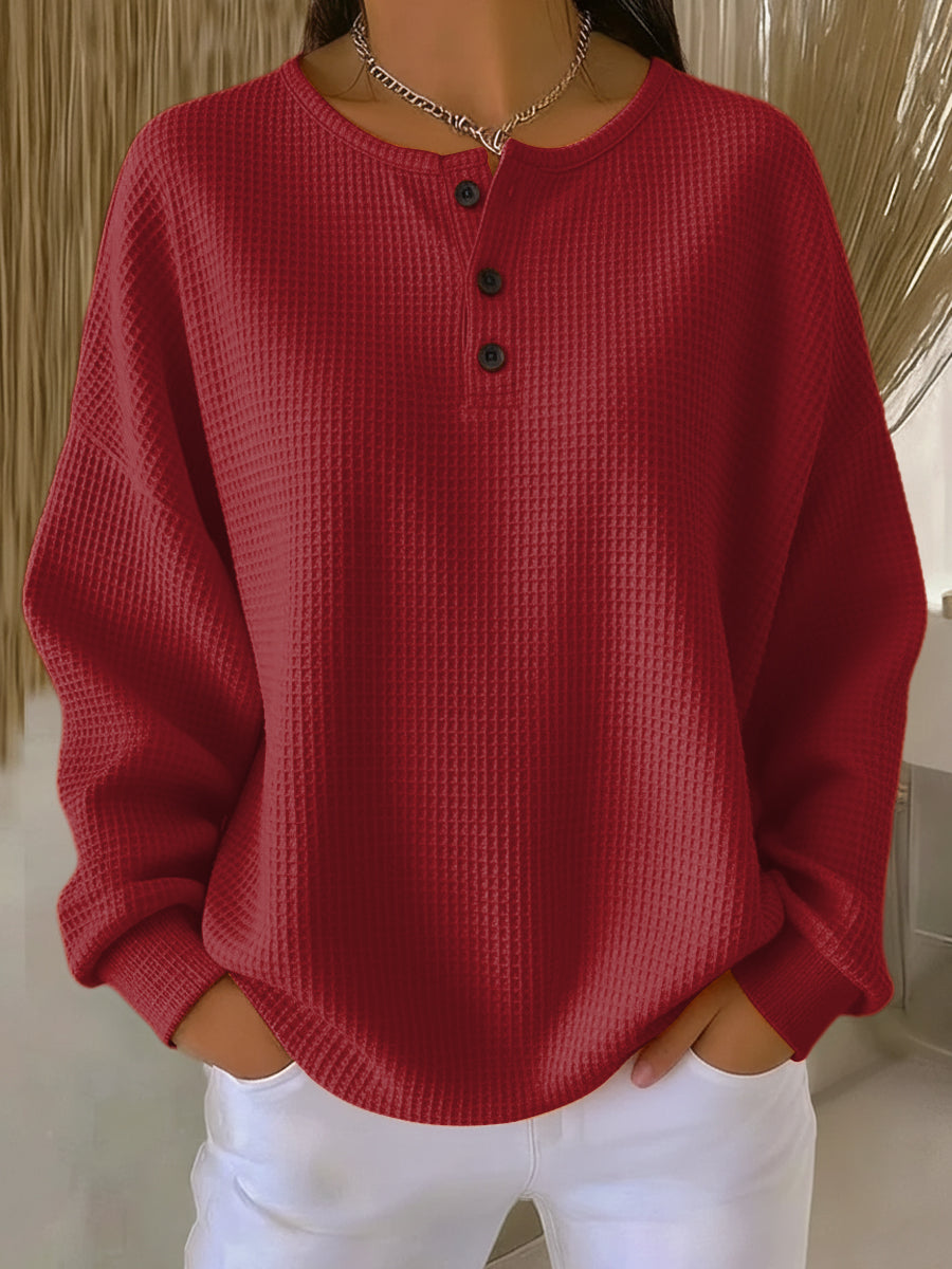 Mirabel™ | Cómoda sudadera Henley de tejido de gofre
