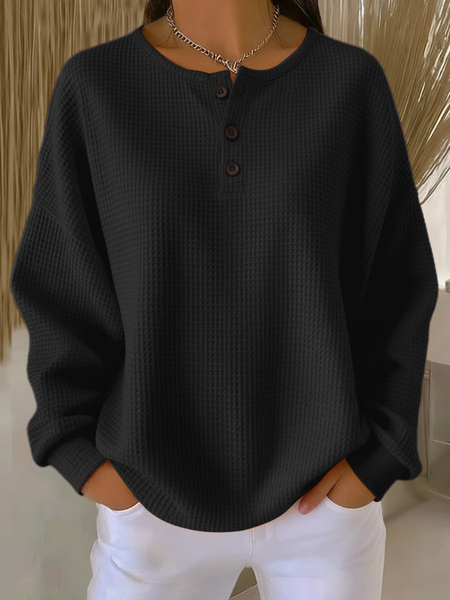 Mirabel™ | Cómoda sudadera Henley de tejido de gofre
