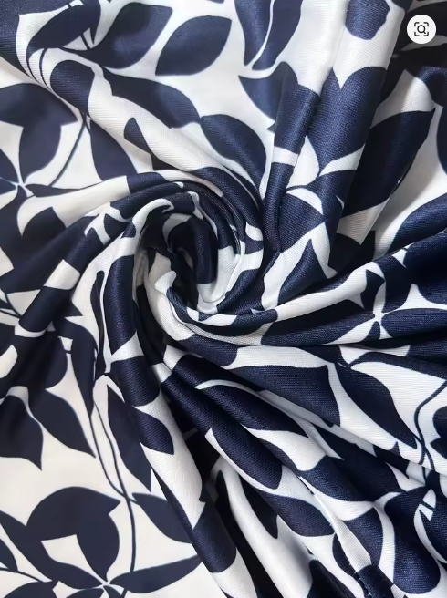 Vestido Azul Marino con Estampado de Hojas para Mujer