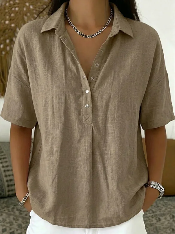 Tessa - Blusa con Cuello y Detalle de Botones