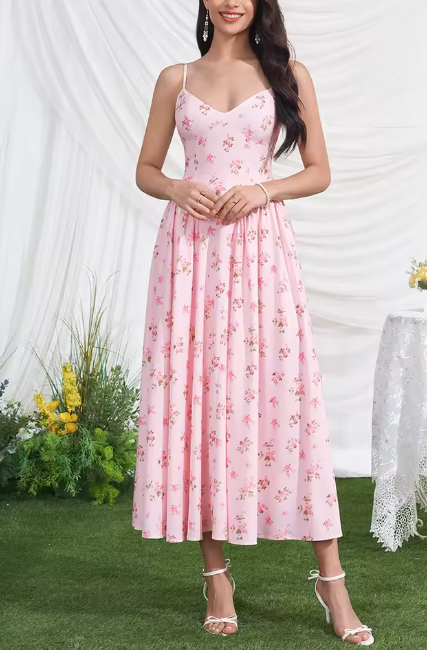 Vestido Eila Print – Rosa Claro