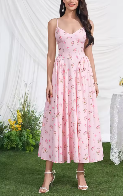 Vestido Eila Print – Rosa Claro