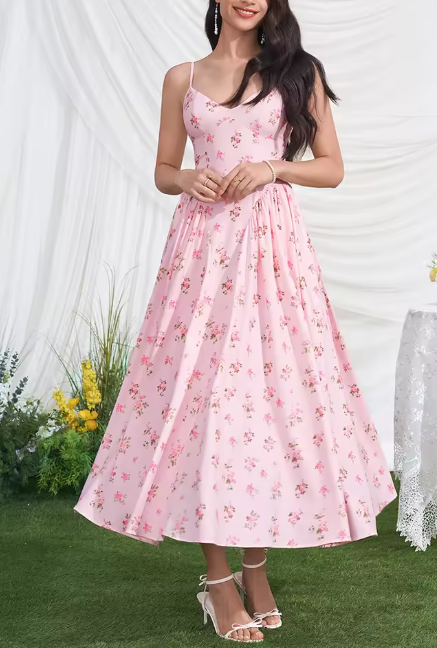 Vestido Eila Print – Rosa Claro