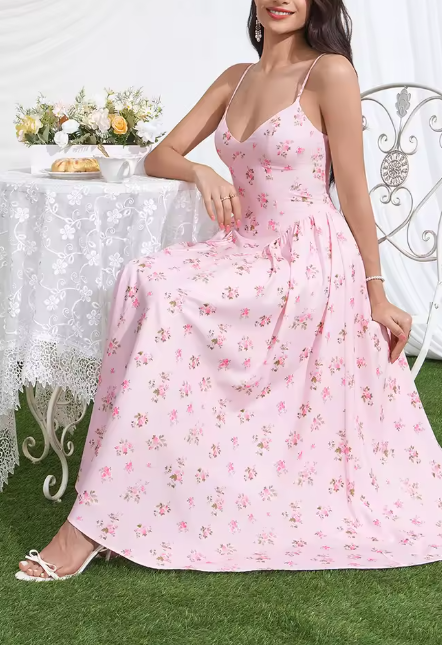 Vestido Eila Print – Rosa Claro