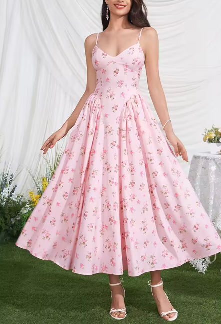 Vestido Eila Print – Rosa Claro