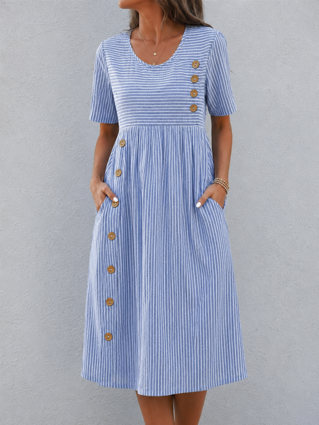 Rosabel | Vestido midi a rayas costeras