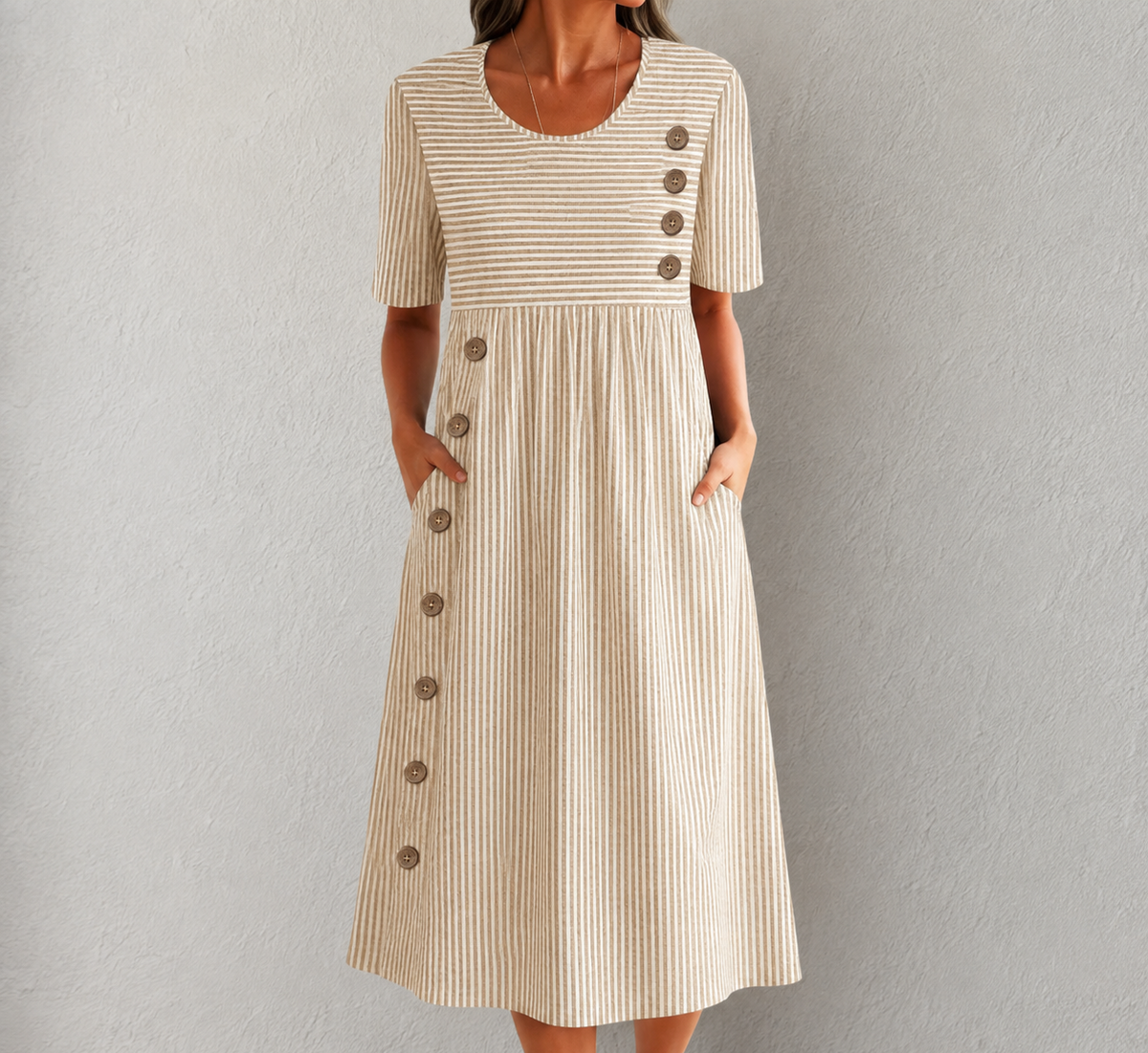 Rosabel | Vestido midi a rayas costeras