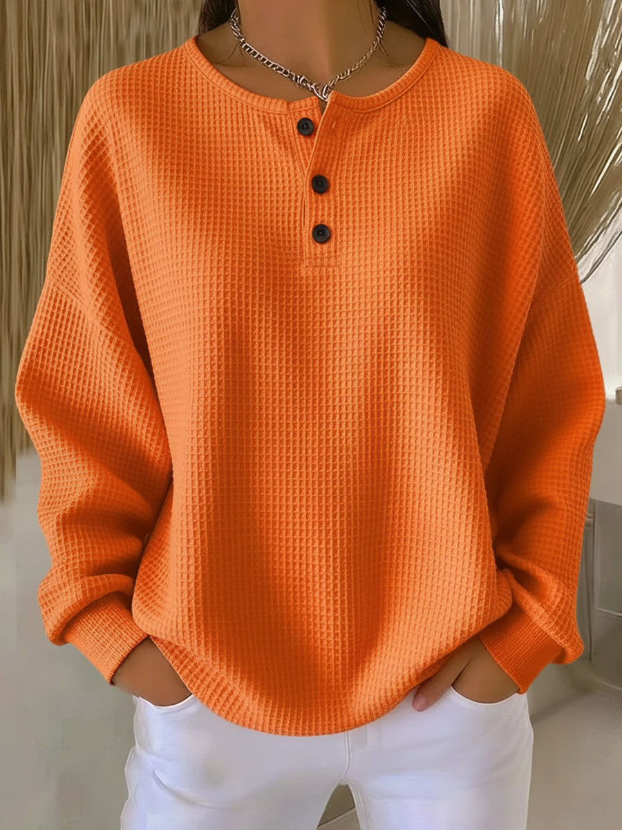Mirabel™ | Cómoda sudadera Henley de tejido de gofre