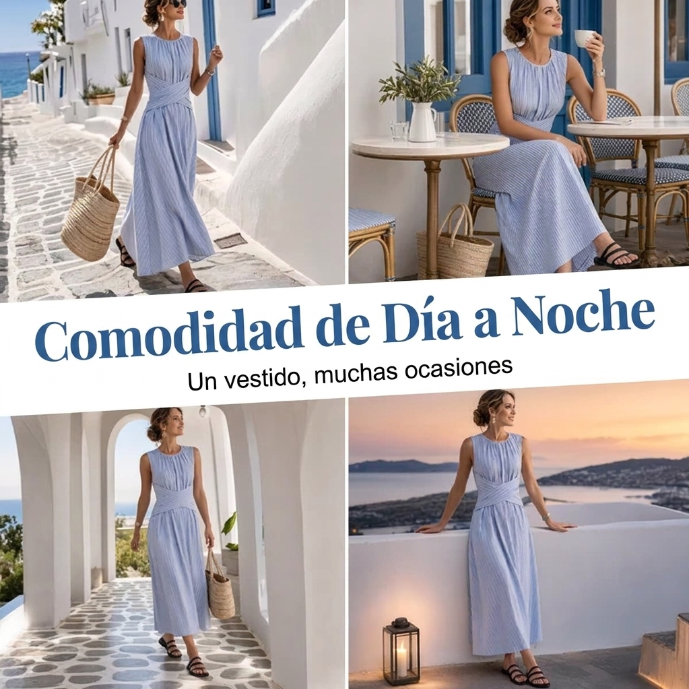Aitana - Vestido de Rayas con Cintura Cruzada
