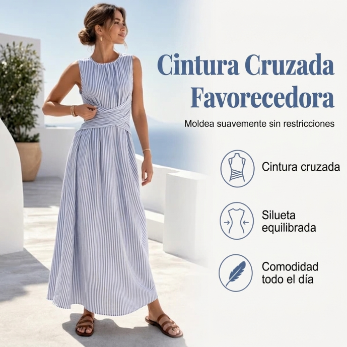 Aitana - Vestido de Rayas con Cintura Cruzada